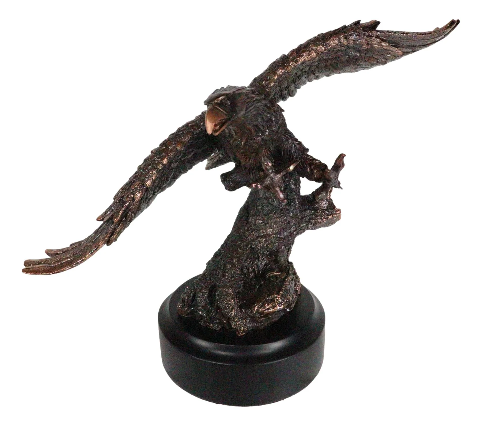 13" H King of The Skies Patriotic Bald Eagle Swooping On Prey Figurine With Base - Image 2