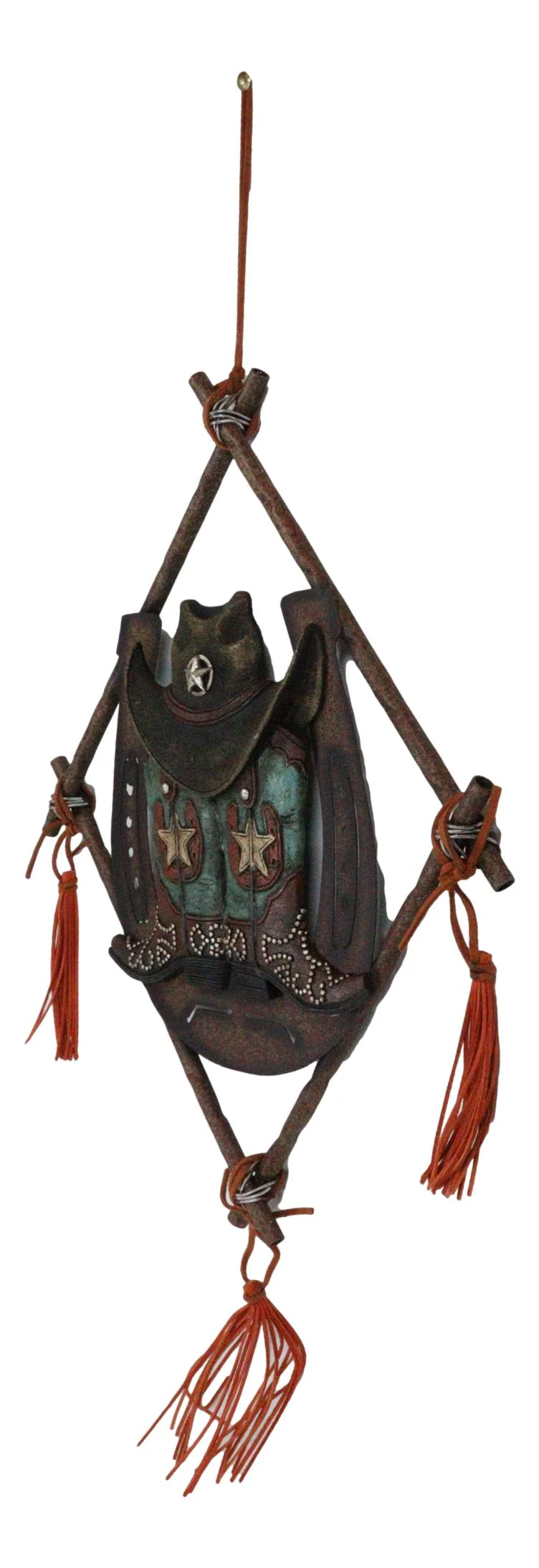 14" Rustic Southwestern Dreamcatcher Lucky Horseshoe Cowboy Hat Boots Wall Decor - Image 6
