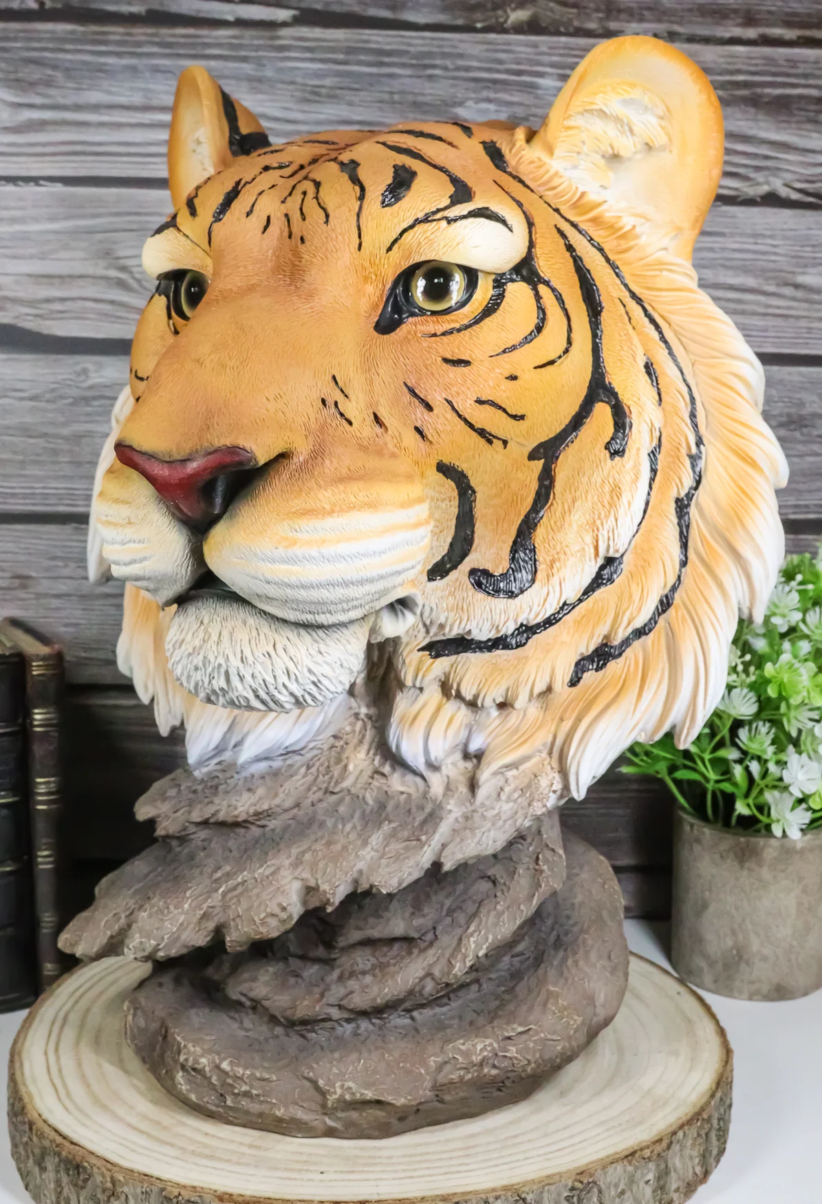 15"Tall Large Siberian Orange Bengal Tiger Head Bust Desktop Plaque Figurine - Image 8