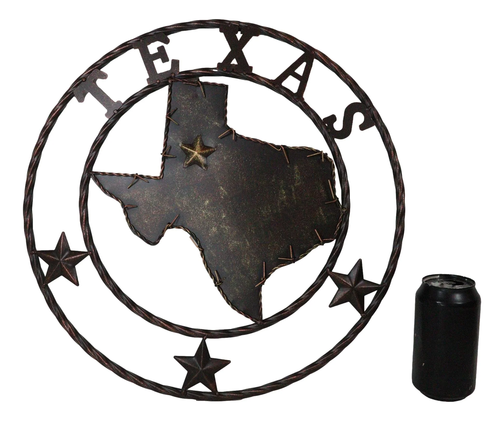 16"D Rustic Western Lone Stars Texas State Map Metal Circle Wall Hanging Decor - Image 8