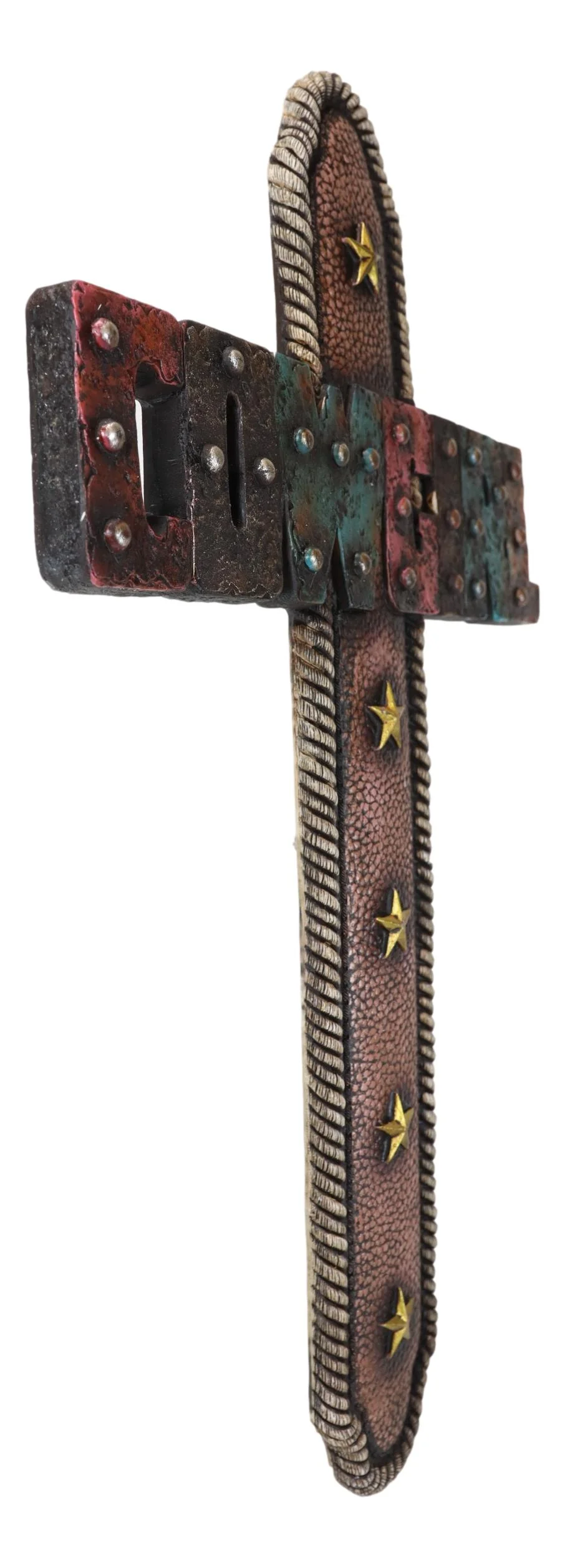 18" H Rustic Western Stars Cowgirl Word Art Braided Ropes Wall Cross Decor - Image 2