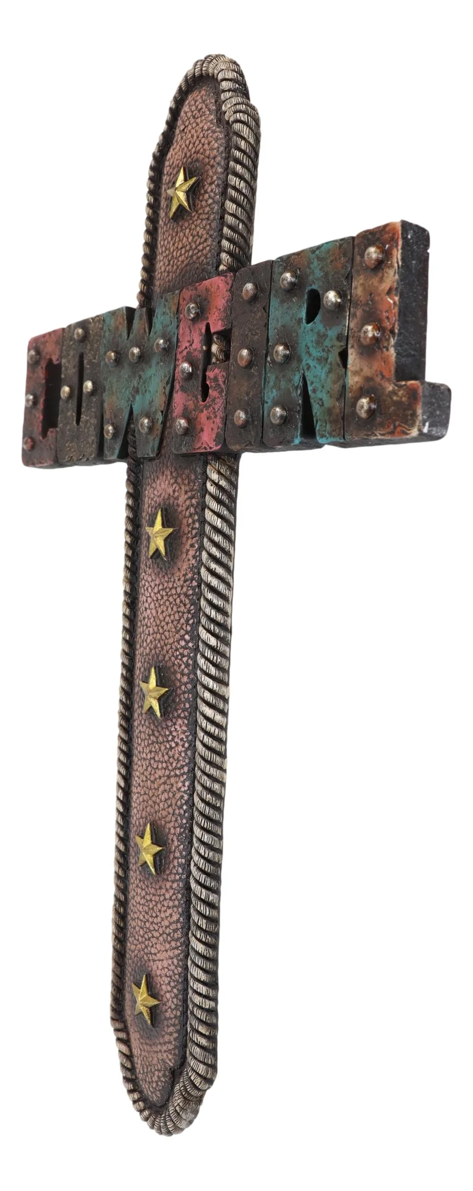 18" H Rustic Western Stars Cowgirl Word Art Braided Ropes Wall Cross Decor - Image 5