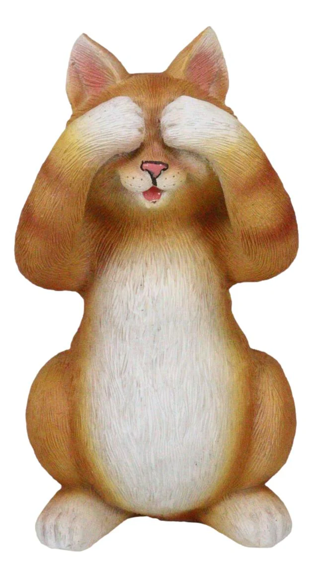 3 Wise Kittens See Hear Speak No Evil Orange Tabby White Black Cats Figurine Set - Image 10