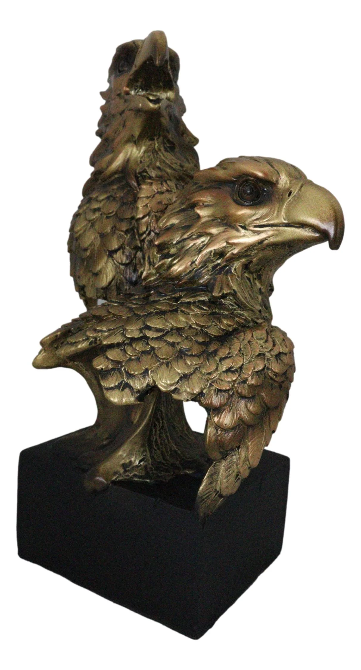 9"H American Bald Eagles Family Busts Figurine With Black Pedestal Eagle Decor - Image 4