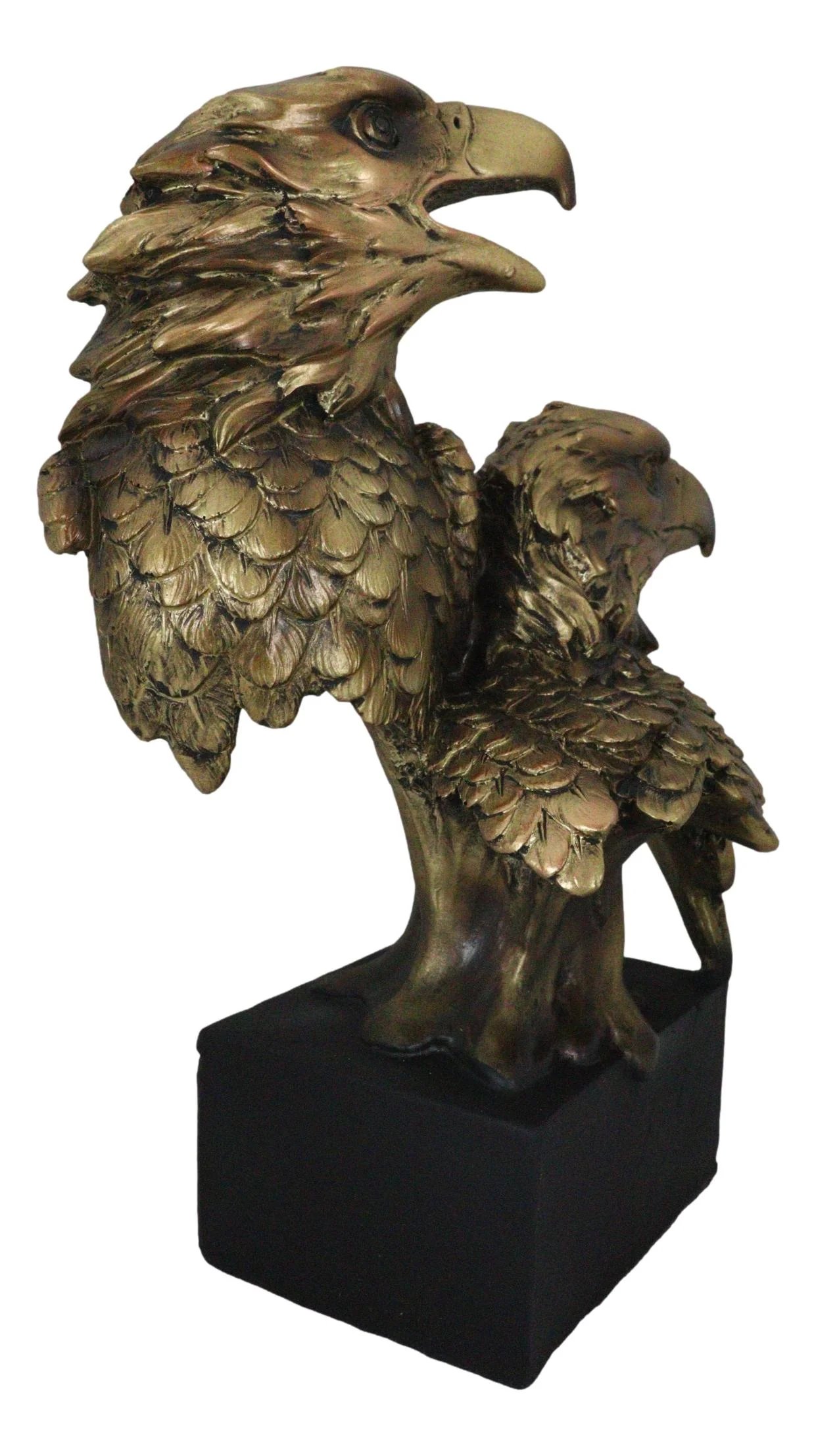 9"H American Bald Eagles Family Busts Figurine With Black Pedestal Eagle Decor - Image 5