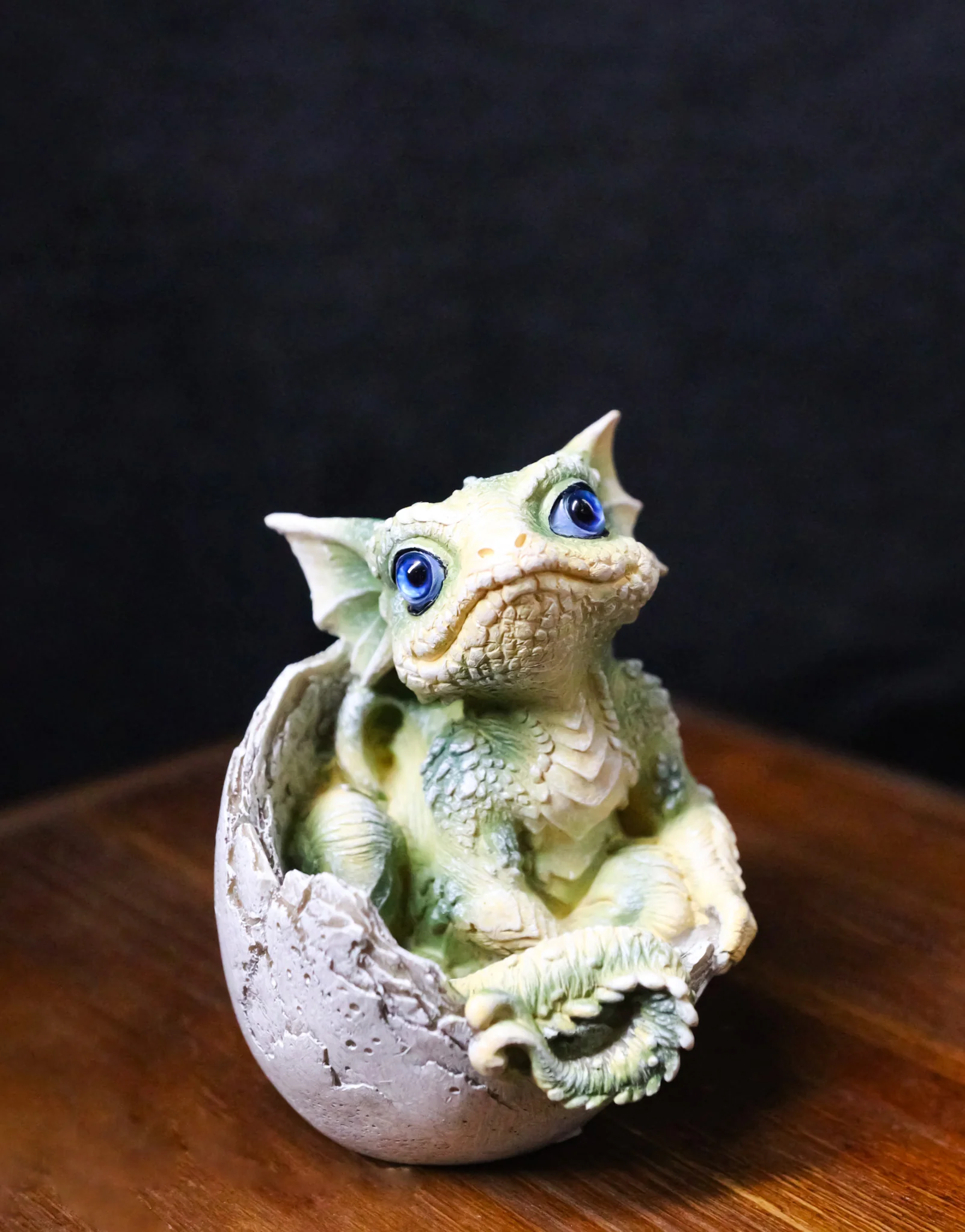 Adorable Green Baby Dragon Hatchling Cracking Out of Egg Shell Figurine 4"H - Image 8