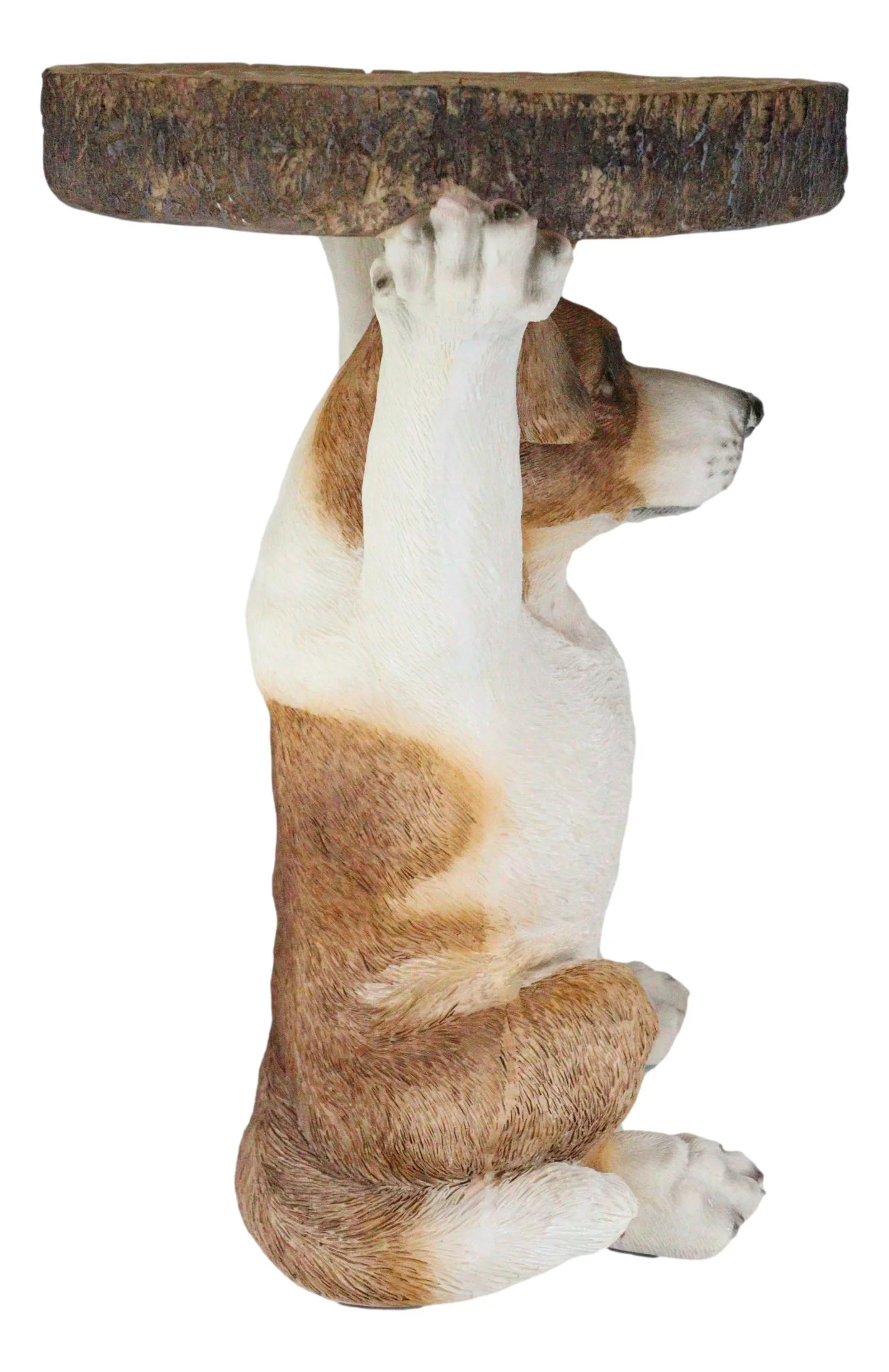 Adorable Mutt Dog Puppy Pooch Holding Faux Wood Slice Table Stand Figurine - Image 4