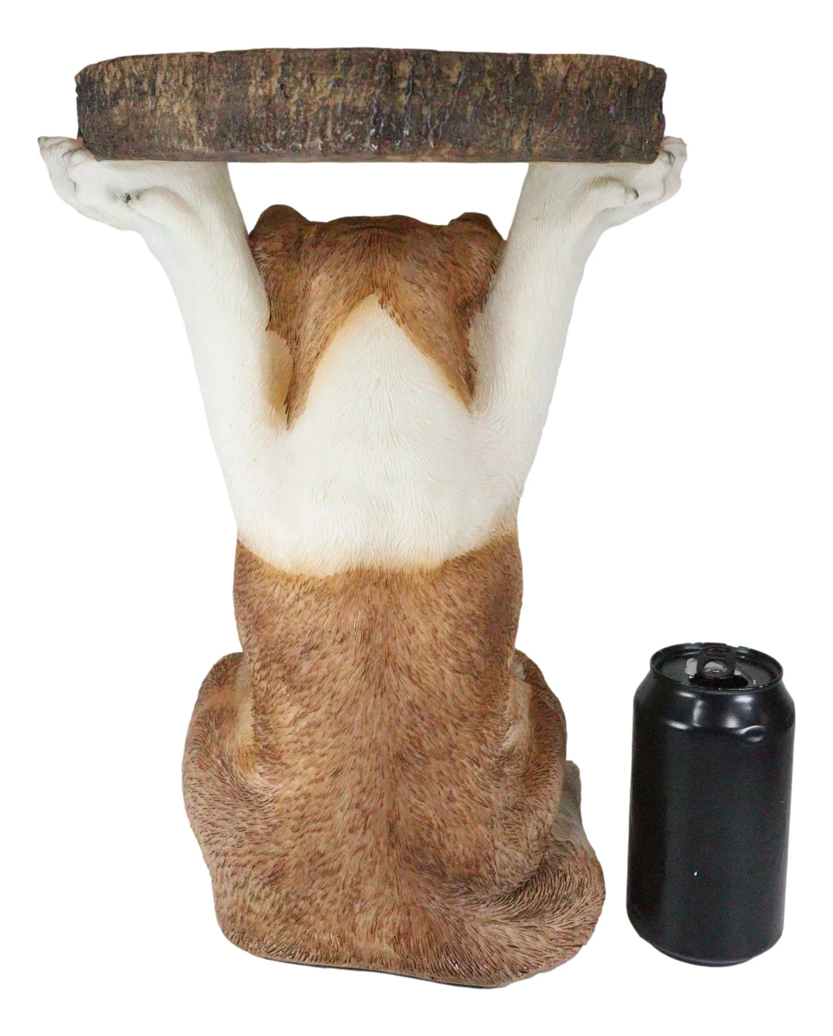 Adorable Mutt Dog Puppy Pooch Holding Faux Wood Slice Table Stand Figurine - Image 5