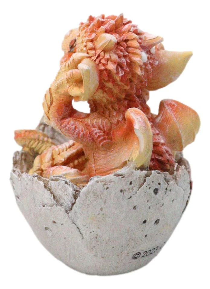 Adorable Orange Baby Dragon Hatchling Cracking Out of Egg Shell Figurine 4"H - Image 4