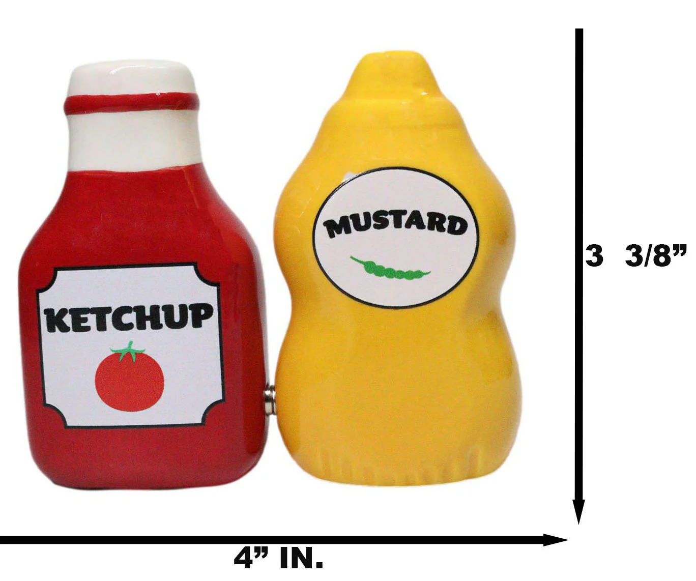 All American Red Ketchup And Yellow Mustard Ceramic Salt And Pepper Shakers Set - Image 6