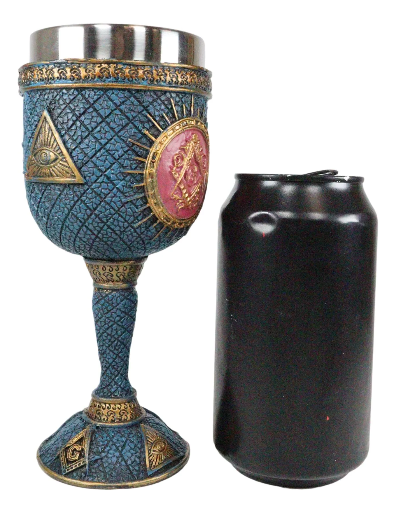 Ebros Masonic Square and Compasses Wine Goblet 7" Height Stainless Steel Liner - Image 7