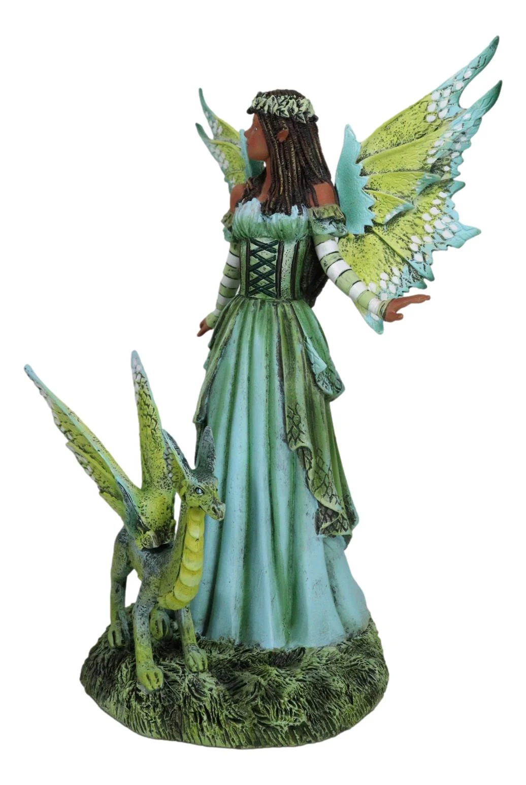Amy Brown Fantasy Ebony Fairy Jewel Of The Forest With Pet Camo Dragon Figurine - Image 5