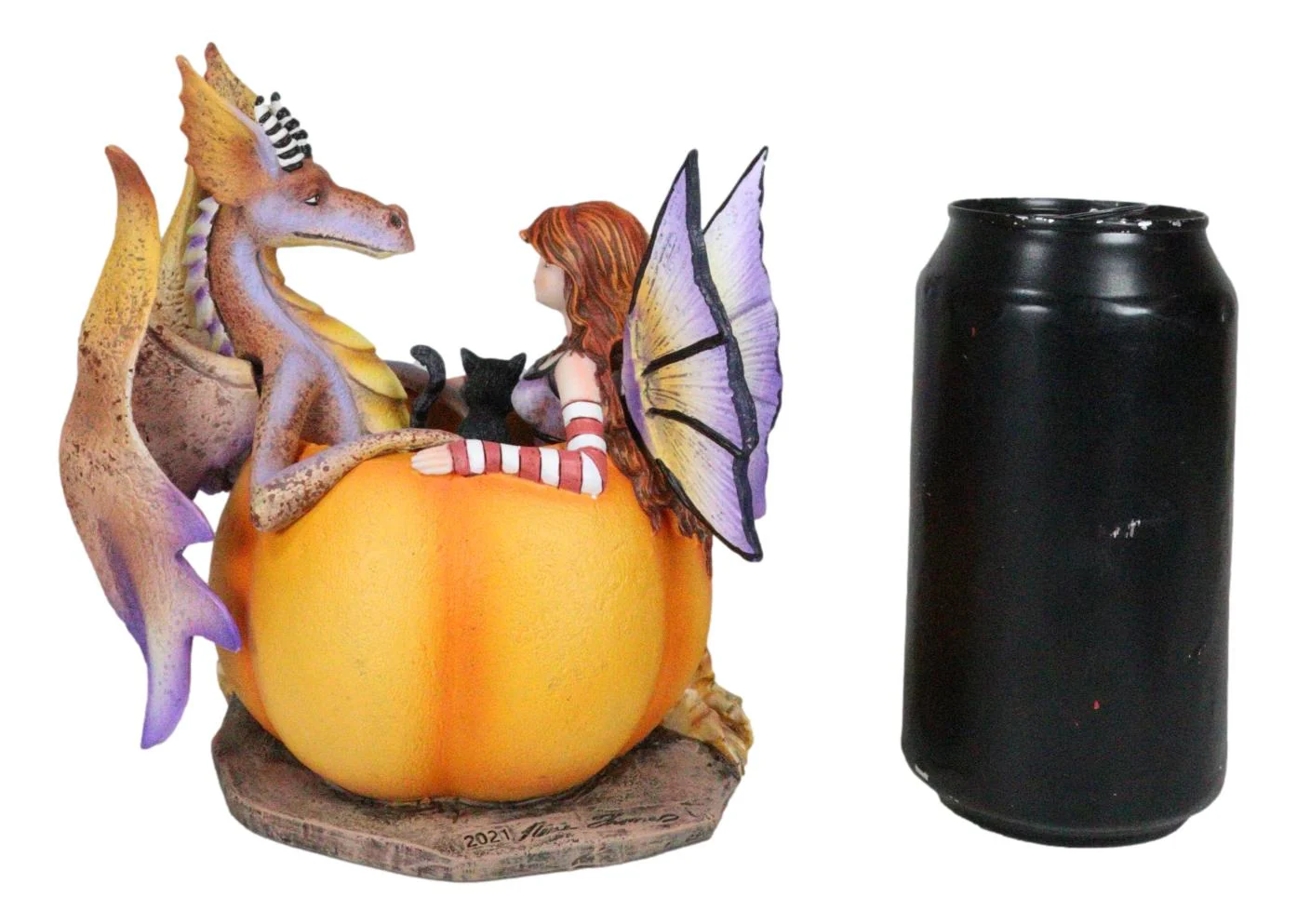 Amy Brown Halloween Fairy Black Cats And Dragon In Pumpkin Fall Leaves Figurine - Image 7