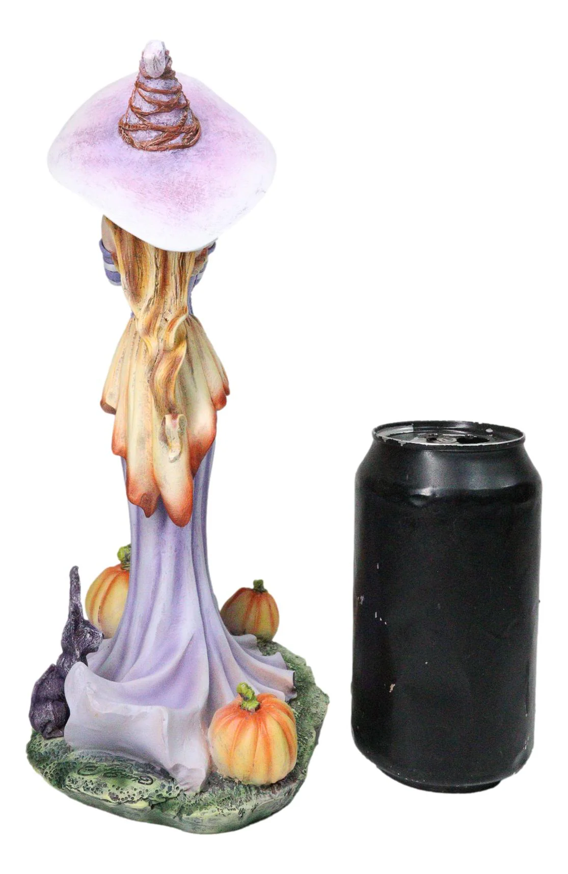 Amy Brown Halloween Purple Hat Pumpkin Witch with Mysterious Black Cat Figurine - Image 8