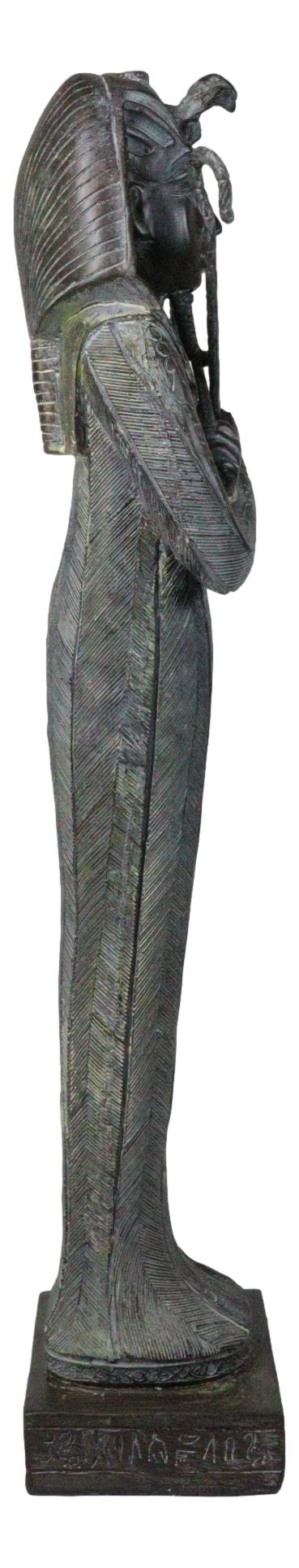 Ancient Egyptian Pharaoh Sarcophagus Mummy With Crook and Flail Figurine 16"H - Image 3