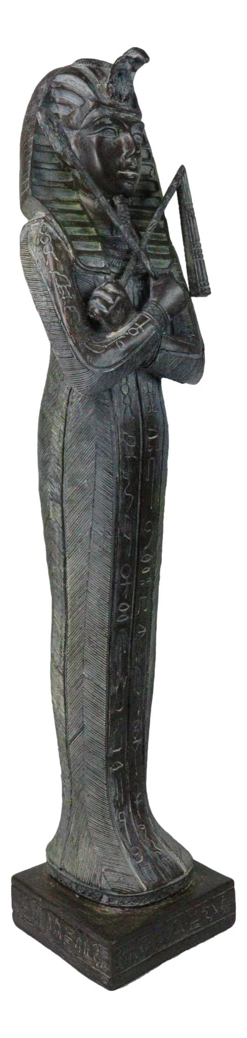 Ancient Egyptian Pharaoh Sarcophagus Mummy With Crook and Flail Figurine 16"H - Image 4