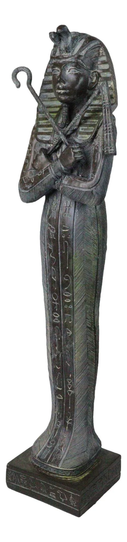 Ancient Egyptian Pharaoh Sarcophagus Mummy With Crook and Flail Figurine 16"H - Image 6