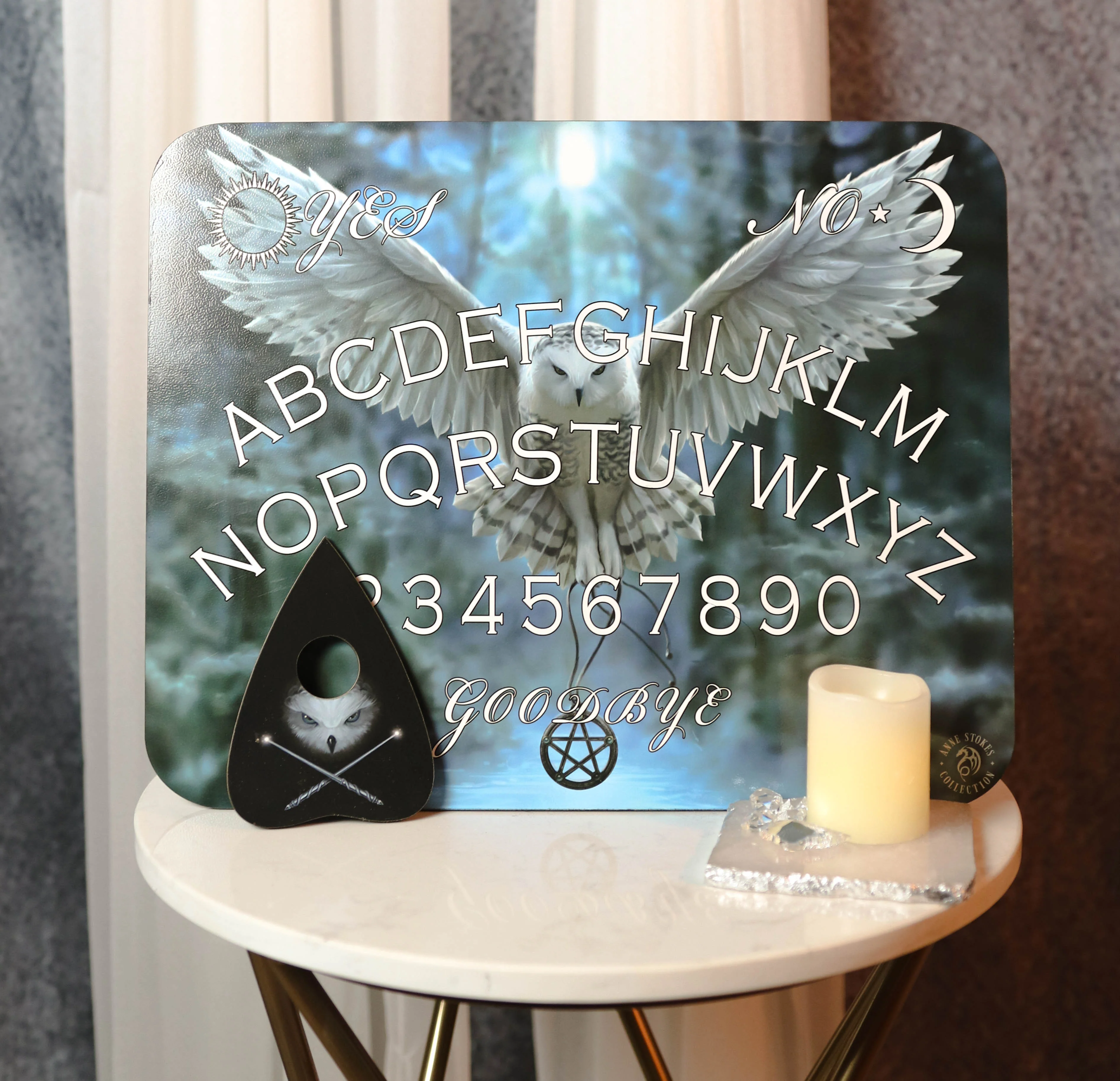 Anne Stokes Awake Your Magic Owl Pentagram Ouija Spirit Board Game W/ Planchette