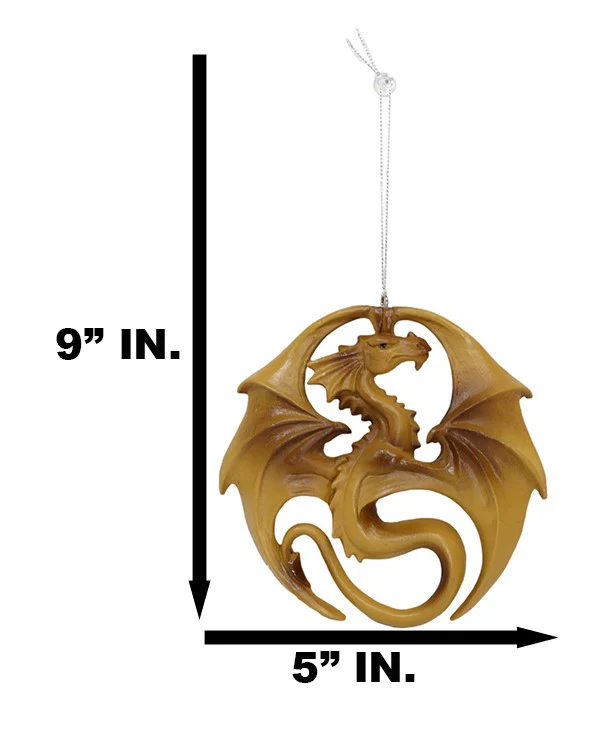 Anne Stokes Fantasy Royal Seal Golden Medal Dragon Tree Hanging Ornament Decor - Image 2