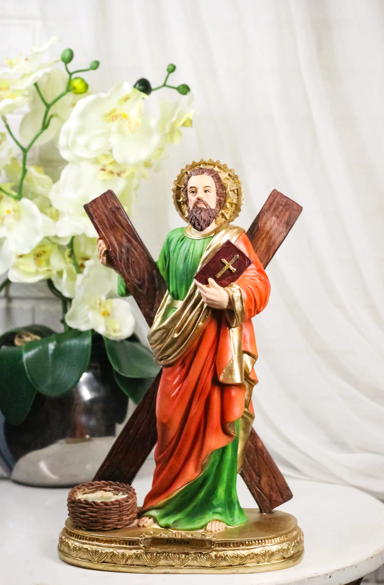 Apostle Disciple Of Jesus Saint Andrew With Saltire Cross Figurine 12" Series - Image 10