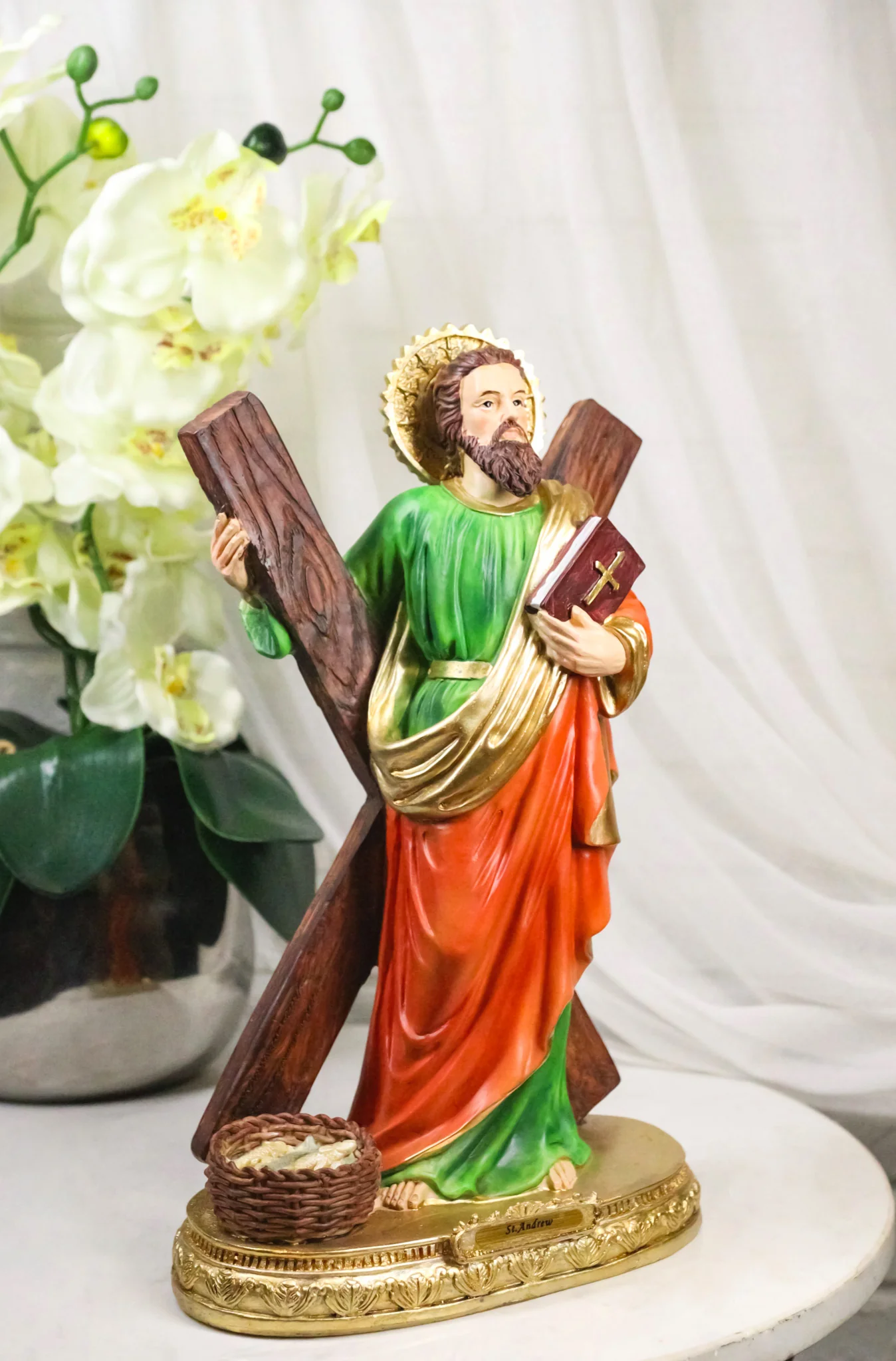 Apostle Disciple Of Jesus Saint Andrew With Saltire Cross Figurine 12" Series - Image 9