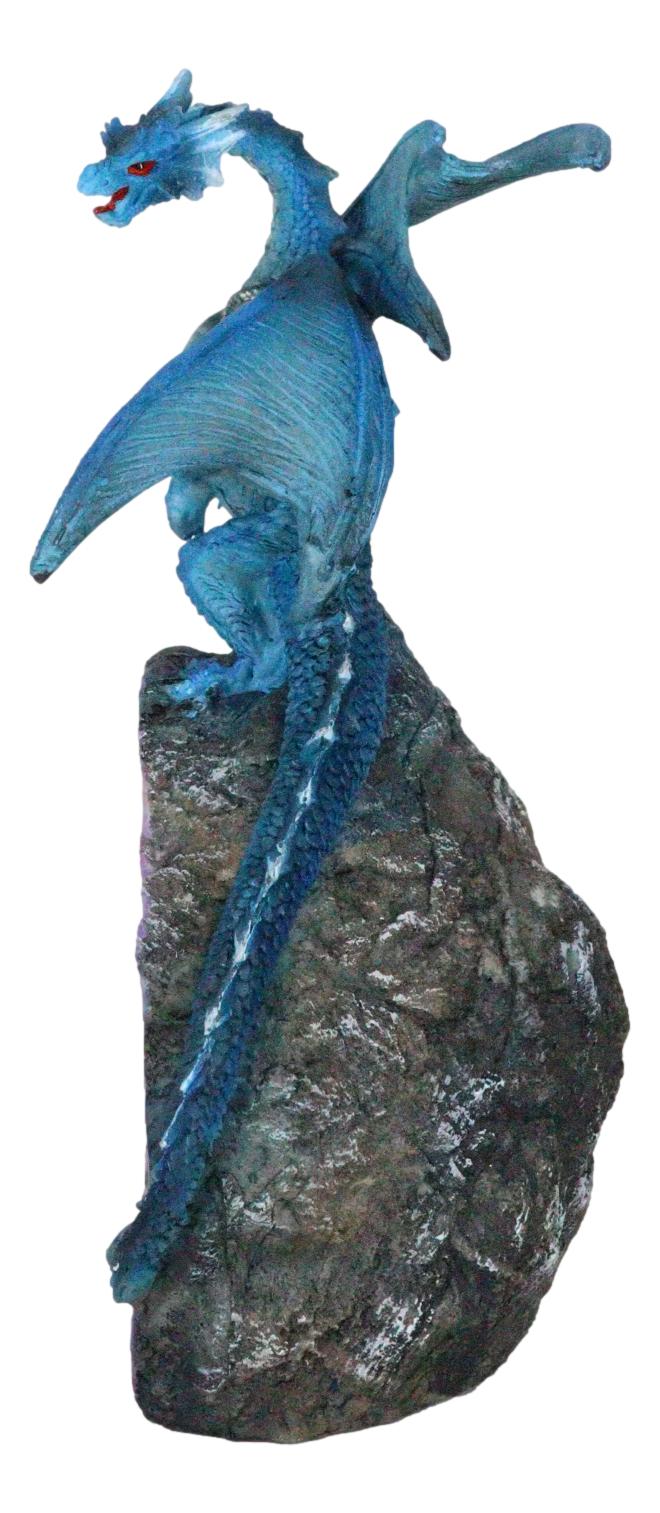 Armored Blue Dragon On Purple Quartz Faux Geode Crystal Cavern Rock Figurine - Image 5
