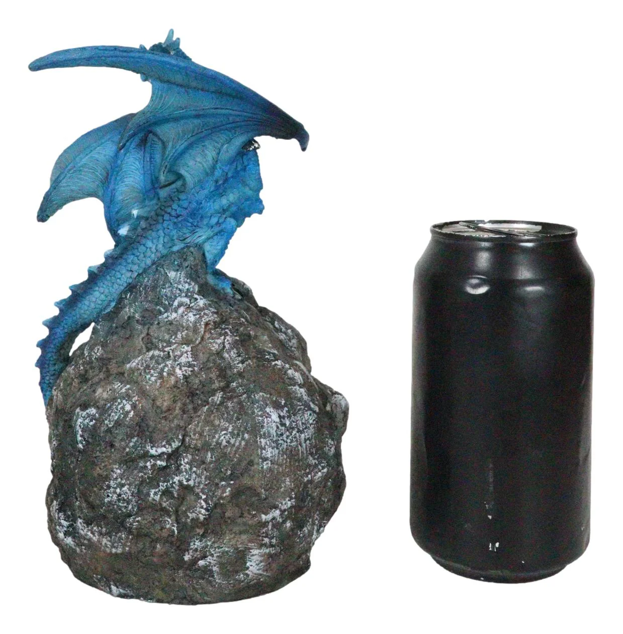 Armored Blue Dragon On Purple Quartz Faux Geode Crystal Cavern Rock Figurine - Image 9