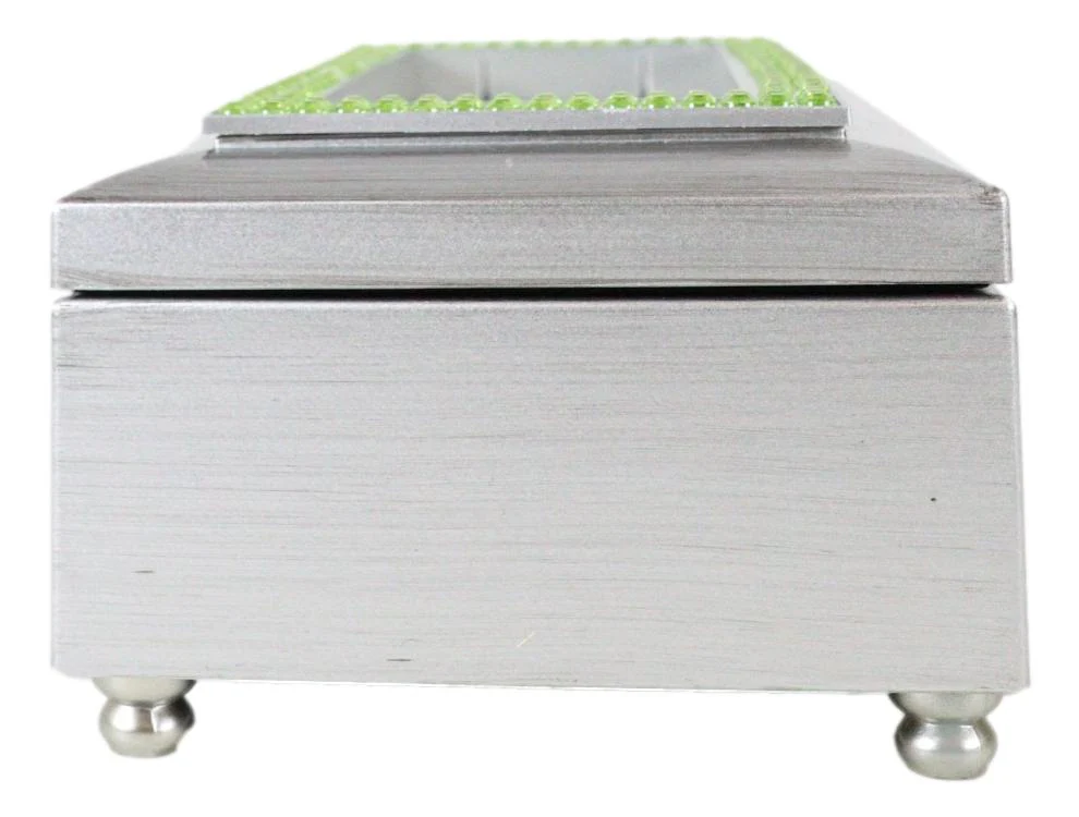 August Peridot Strength Integrity Birthstones Silver Tone Musical Trinket Box - Image 4