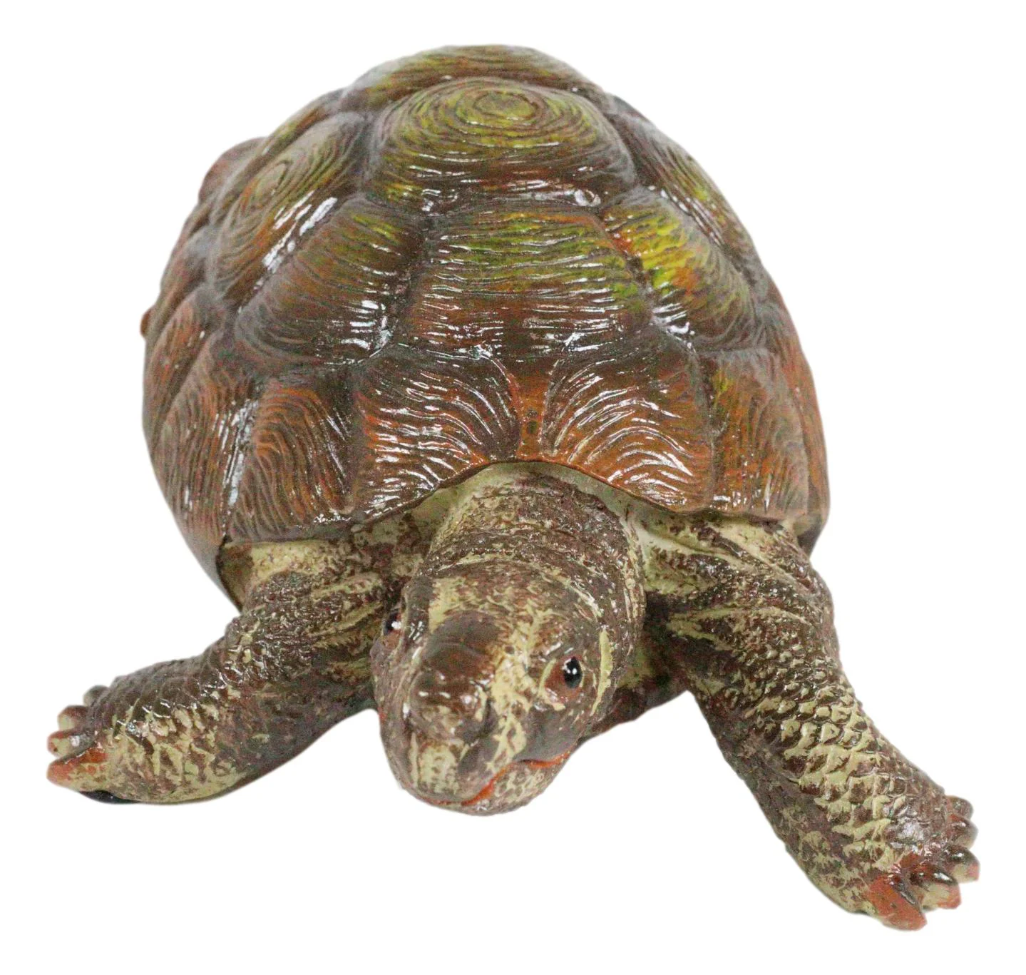 Auspicious Fortune Charm Lifelike Green Brown Turtle Tortoise Small Figurine - Image 3