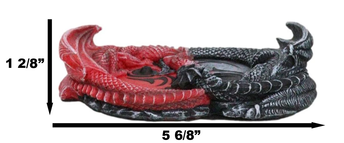Auspicious Infinity Red And Black Unity Dragons Decorative Incense Burner Holder - Image 3