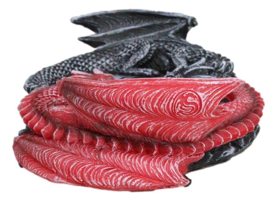 Auspicious Infinity Red And Black Unity Dragons Decorative Incense Burner Holder - Image 4