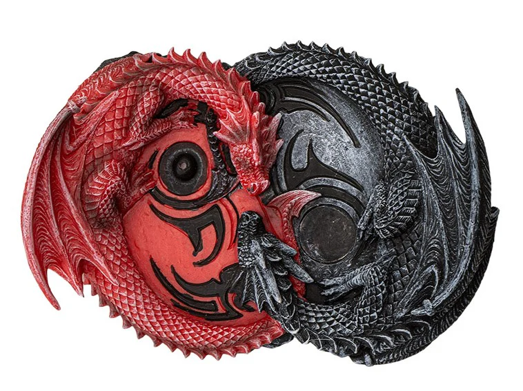 Auspicious Infinity Red And Black Unity Dragons Decorative Incense Burner Holder - Image 5
