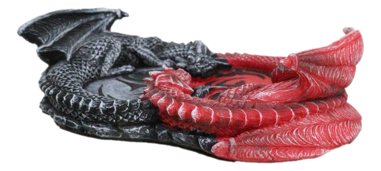 Auspicious Infinity Red And Black Unity Dragons Decorative Incense Burner Holder - Image 7