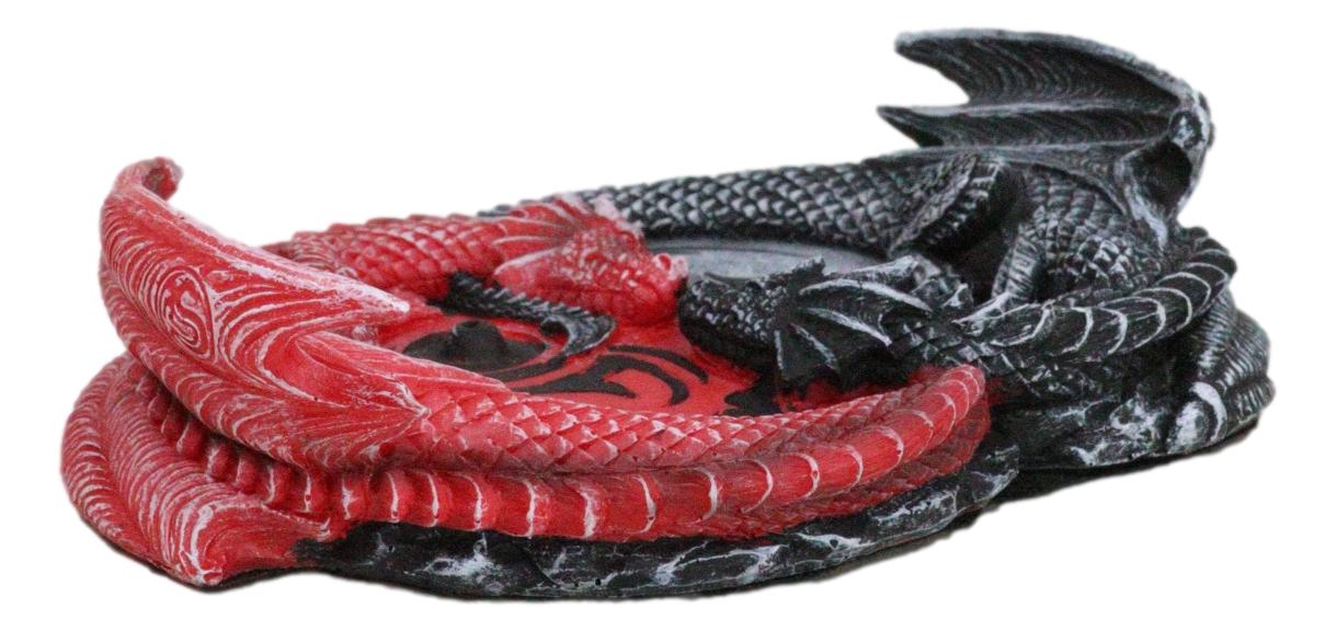 Auspicious Infinity Red And Black Unity Dragons Decorative Incense Burner Holder - Image 8