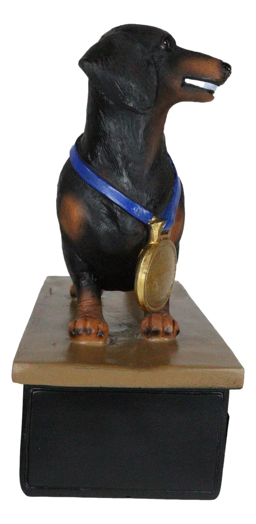 Award Trophy Dachshund Puppy Dog With Gold Medal Standing On Stage Figurine - Image 4