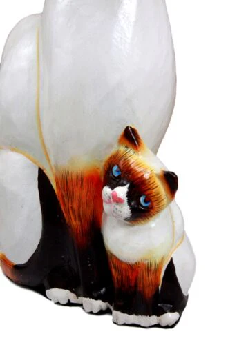 Balinese Wood Handicrafts Adorable Blue Eyed Feline Cat & Kitten Family Figurine - Image 6