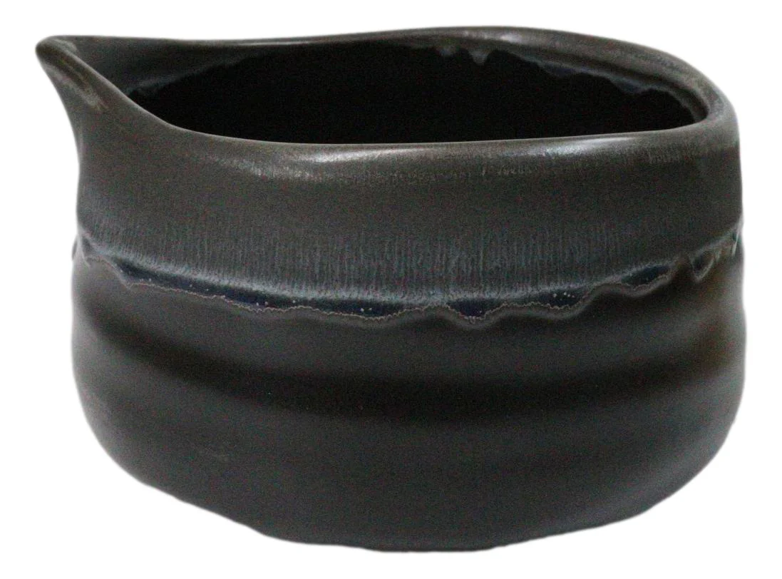 Black And Grey Charcoal Ceramic Japanese Matcha Green Tea Bowl Whisk & Scoop Set - Image 6