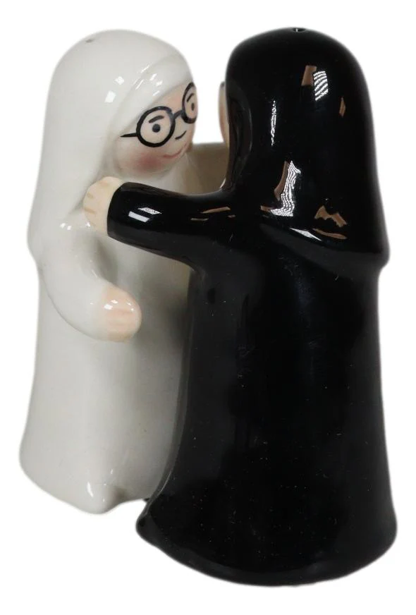 Black And White Dressed Dancing Nuns Cute Ceramic Salt & Pepper Shakers Set - Image 4