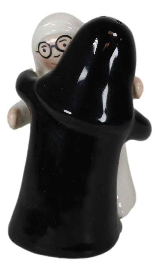 Black And White Dressed Dancing Nuns Cute Ceramic Salt & Pepper Shakers Set - Image 7