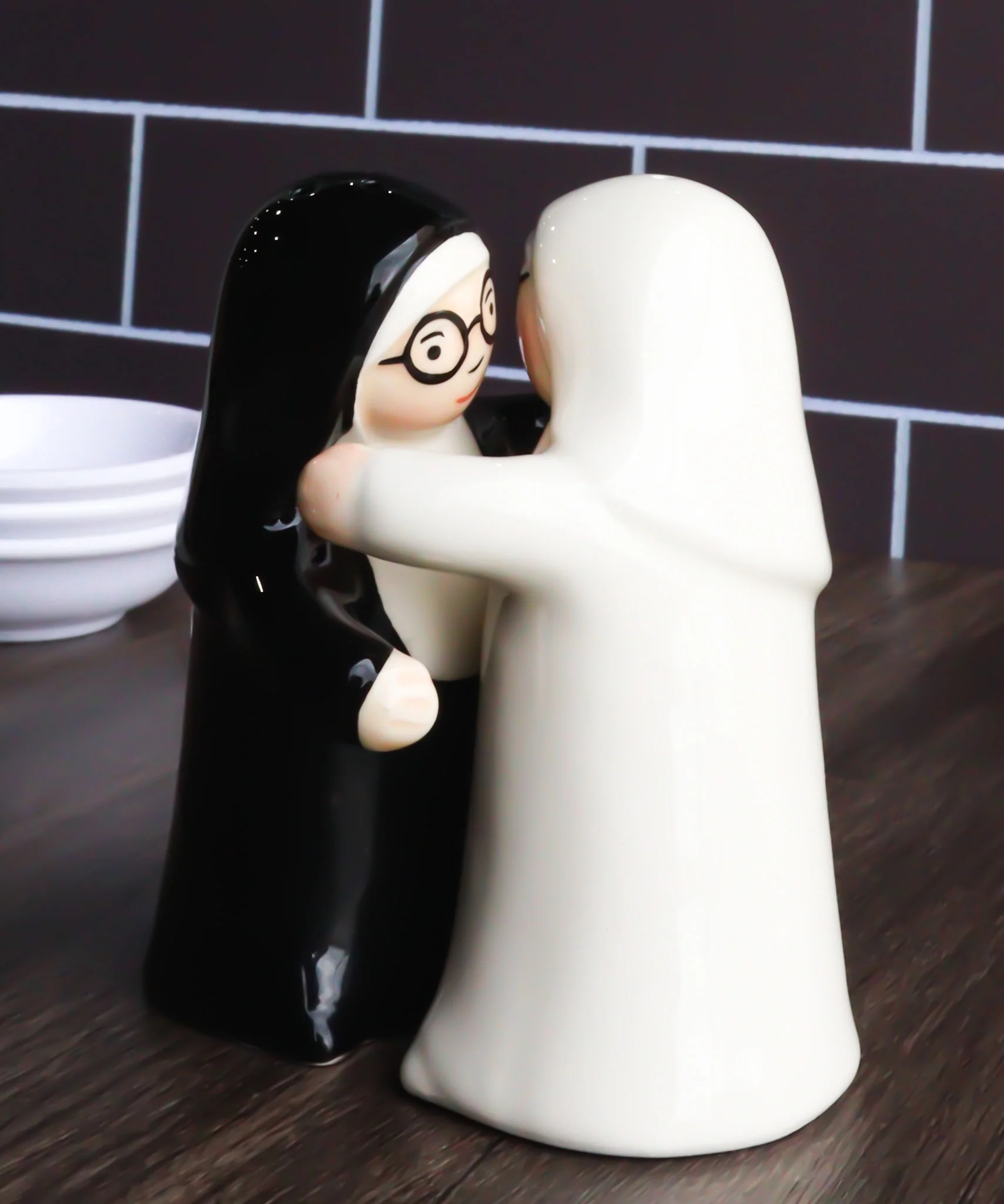 Black And White Dressed Dancing Nuns Cute Ceramic Salt & Pepper Shakers Set - Image 9
