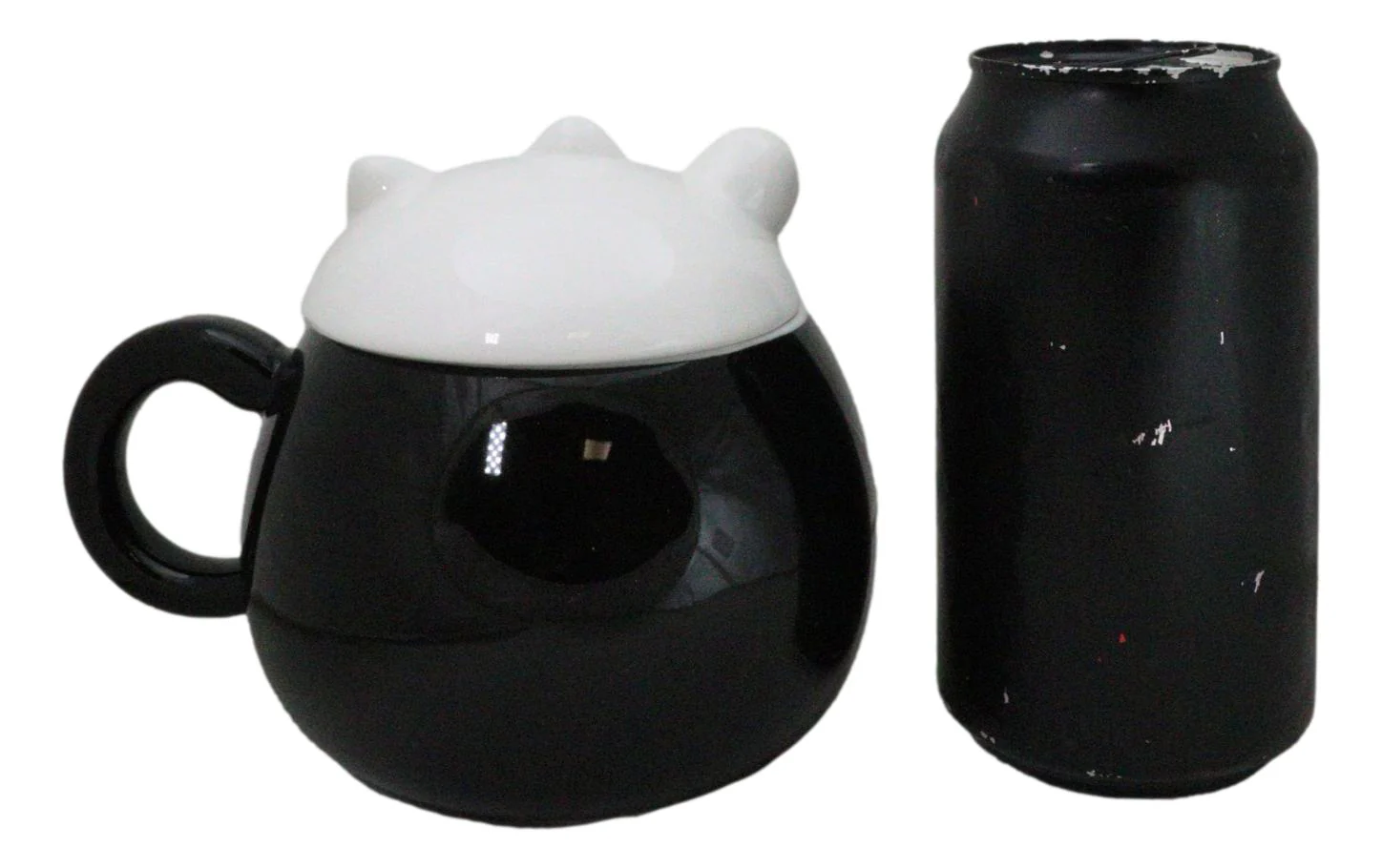 Black Maneki Neko Beckoning Lucky Cat Mug Cup With Kitty Lid And Stirring Spoon - Image 8