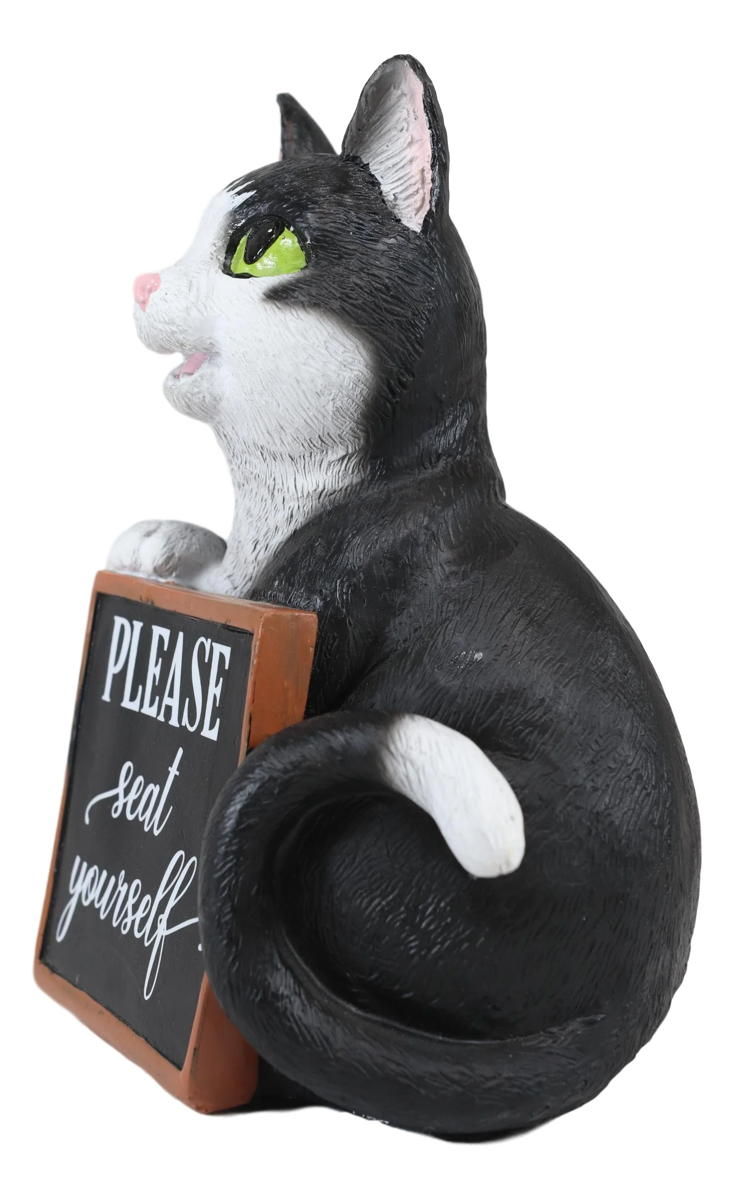 Ebros Black White Cat W/Please Seat Yourself Sign Decorative Toilet Figurine - Image 3