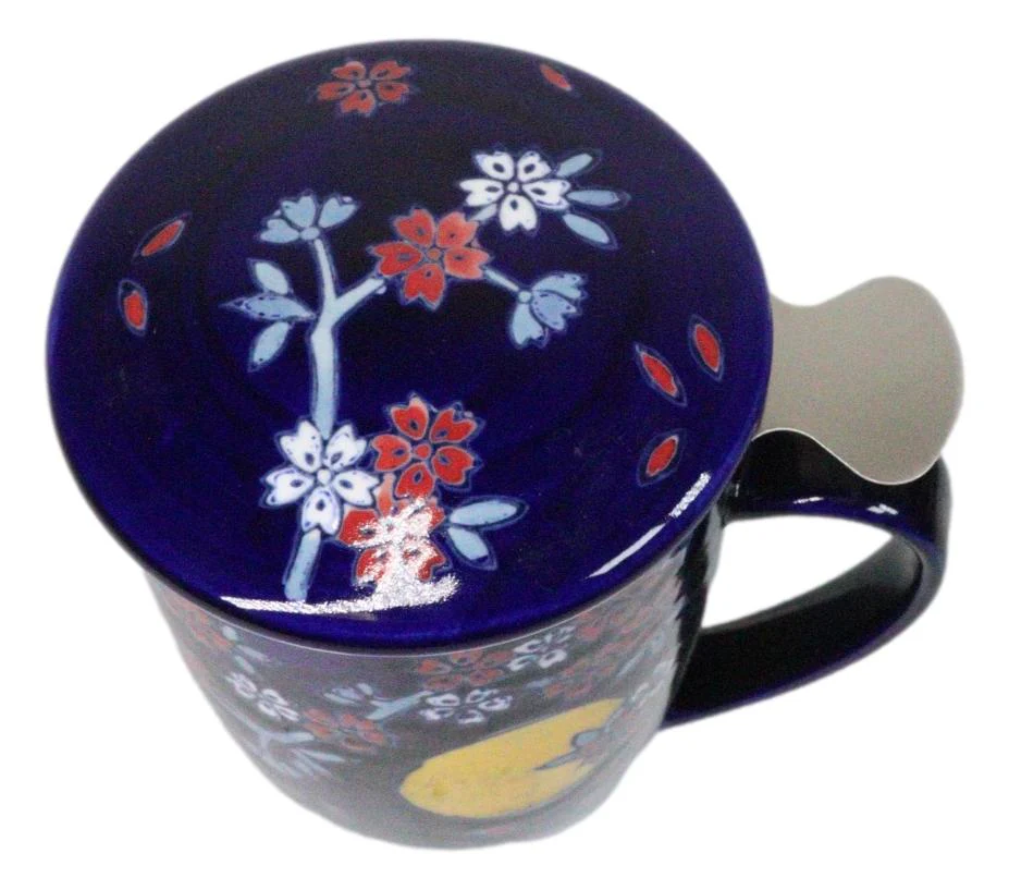 Blue Moon Fuji Mountain 15oz Porcelain Tea Mug With Lid Stainless Steel Infuser - Image 6