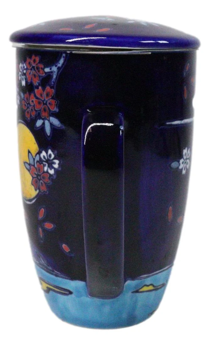 Blue Moon Fuji Mountain 15oz Porcelain Tea Mug With Lid Stainless Steel Infuser - Image 7