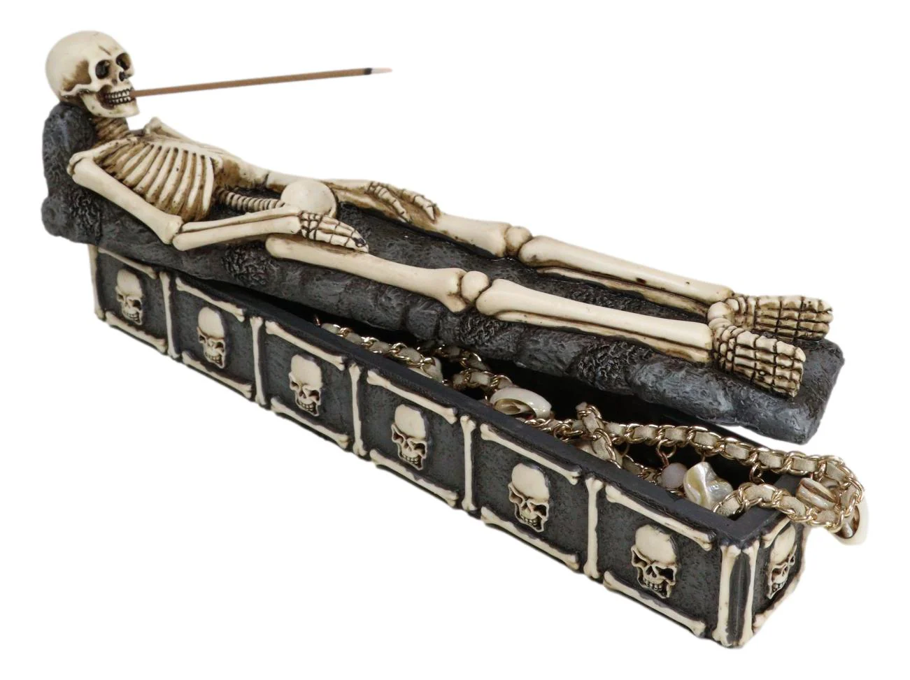Bone Chilling Skeleton Rest In Peace Tomb Graveyard Incense Stick Holder And Box - Image 6