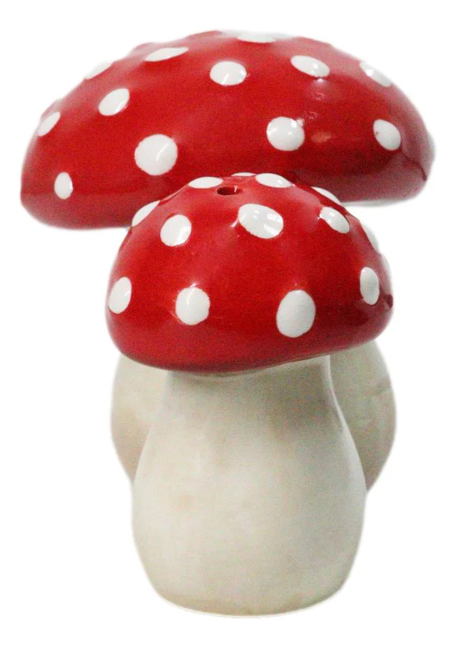 Bright Red White Polkadots Toadstool Mushrooms Pair Salt And Pepper Shakers - Image 2