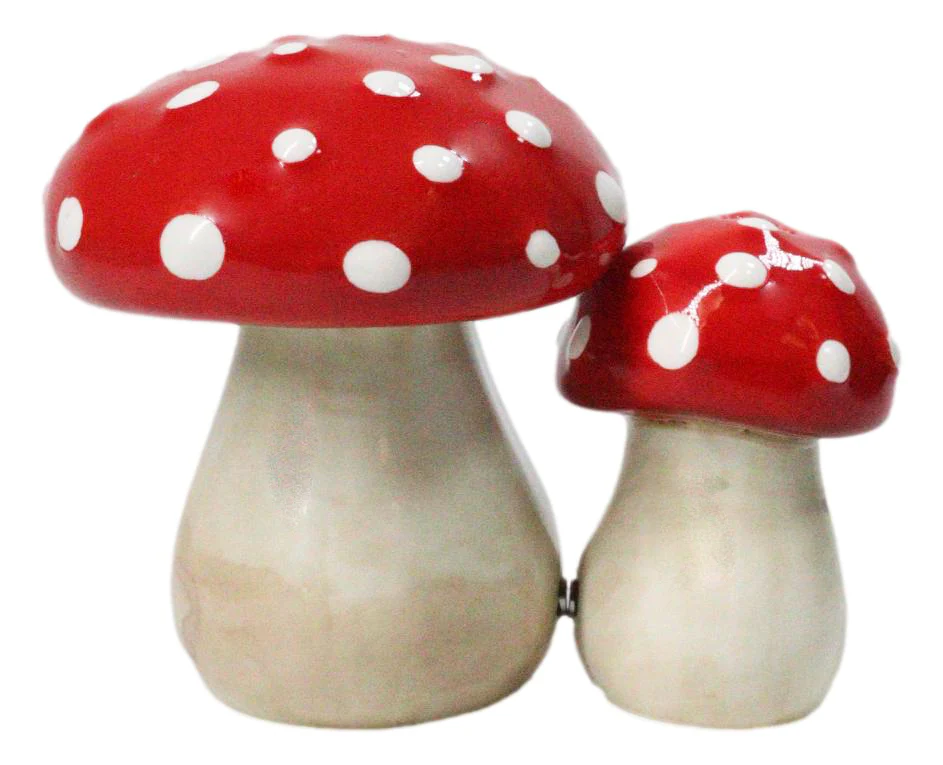 Bright Red White Polkadots Toadstool Mushrooms Pair Salt And Pepper Shakers - Image 3