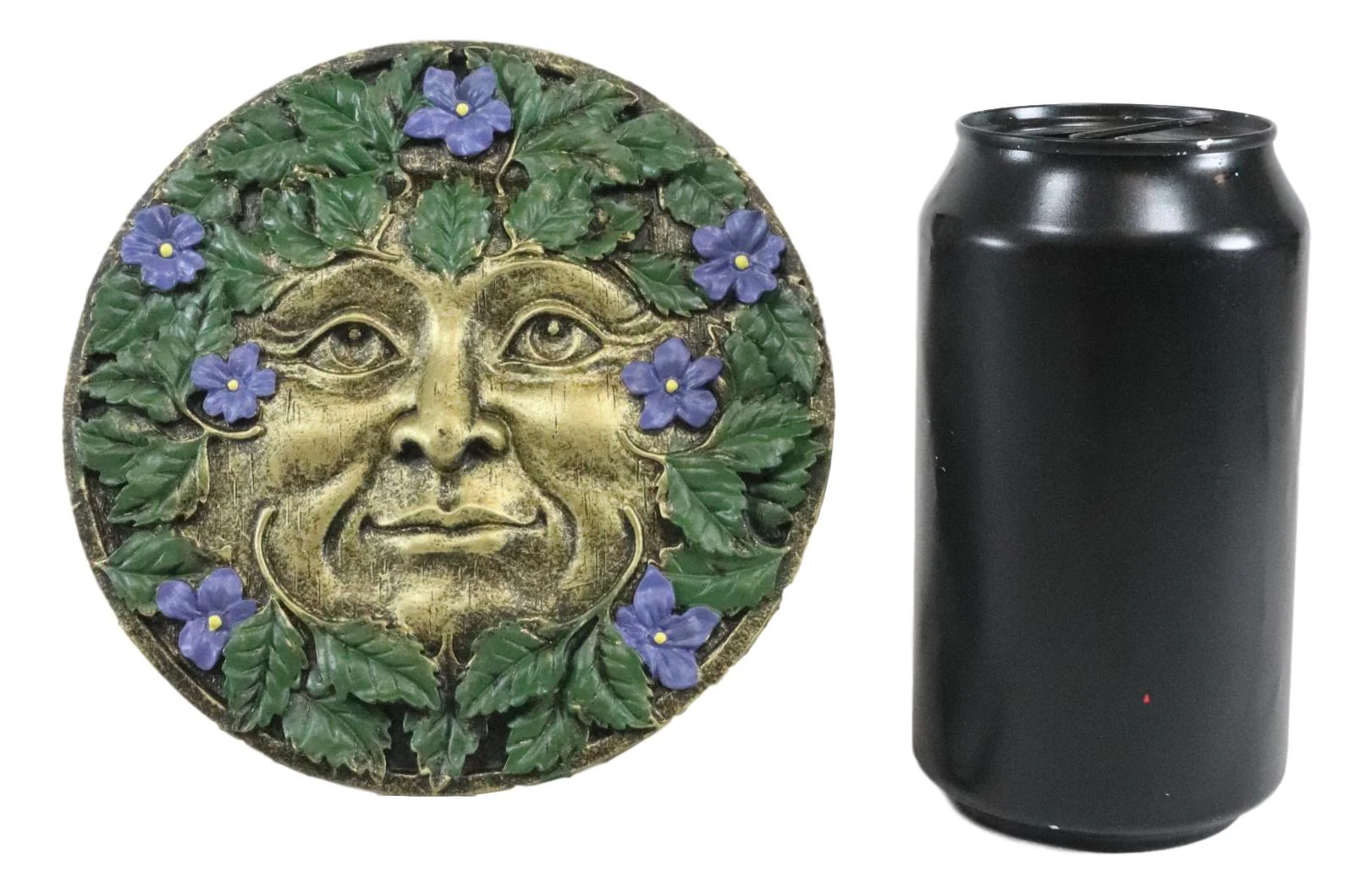 Ebros Bronzed Blooming Foliage Spring Celtic Greenman Wall Decor Periwinkle Flowers - Image 4