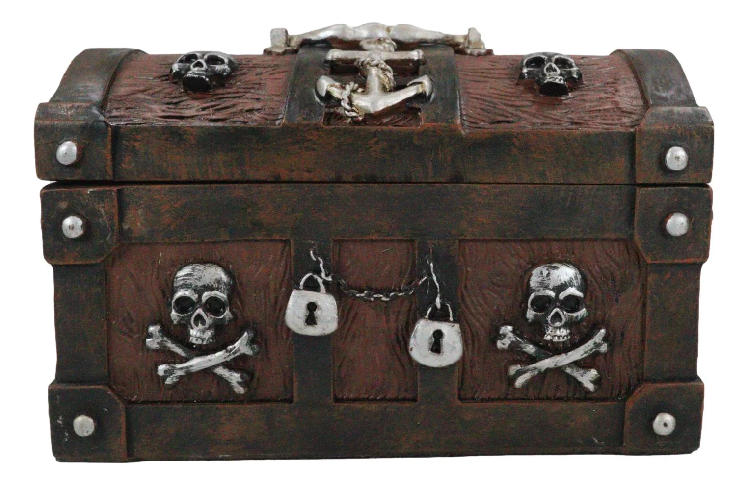 Caribbean Pirate Skull With Crossed Bones Ship Anchor Davy Jones Decorative Box - Image 4