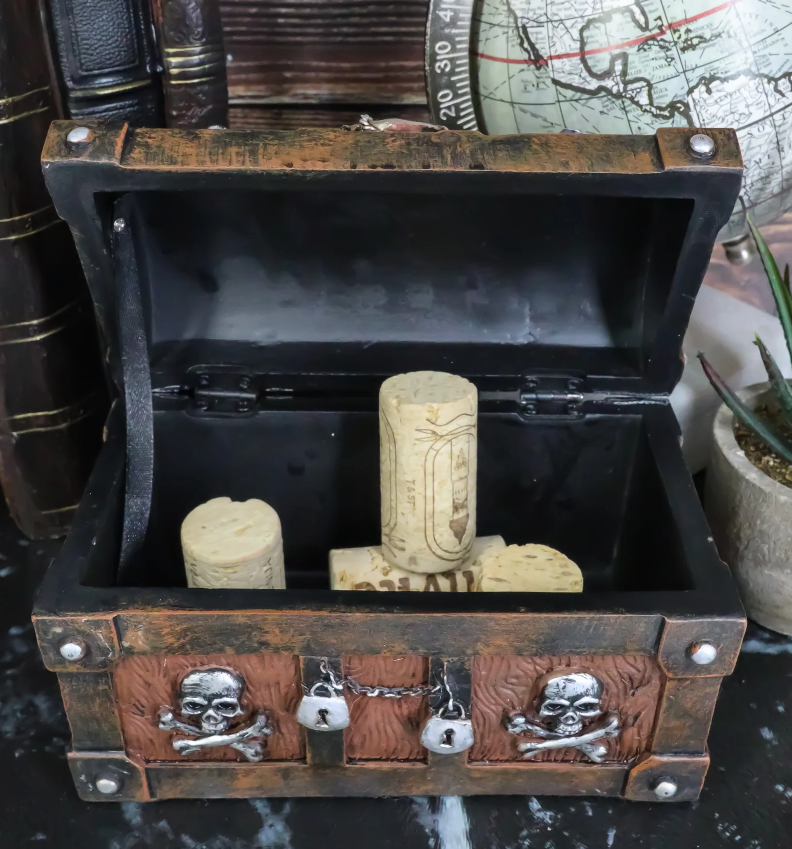 Caribbean Pirate Skull With Crossed Bones Ship Anchor Davy Jones Decorative Box - Image 7